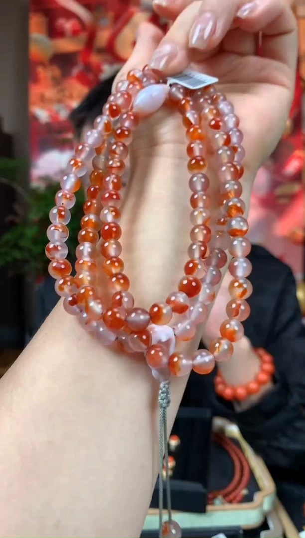 南红玛瑙手串未镶嵌原矿南红锦鲤卡7多绕108
