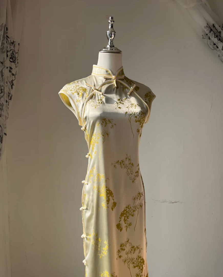 年轻款重工高级无袖全开『云锦丝』旗袍