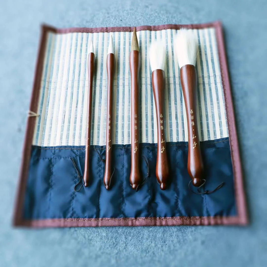 鲁印临风堂一体杆毛笔（5支）