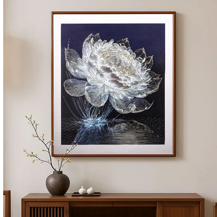 铜雕光影睡莲简约风格餐厅卧室客厅装饰画JJ