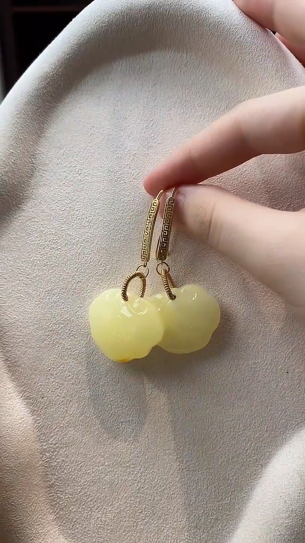 琥珀未镶嵌耳饰耳环