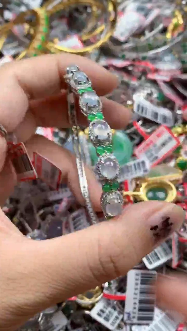 银S925镶嵌戒指翡翠天然A货缅甸翡翠