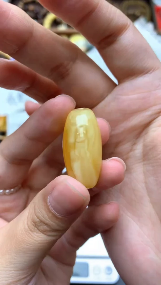 【闪购商品】琥珀珠宝奇石未镶嵌114琥珀蜜蜡花粉有纹小坑介意勿拍