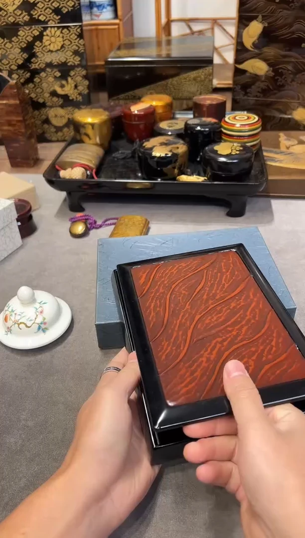 镰仓雕 文盒 大漆漆器大漆漆器