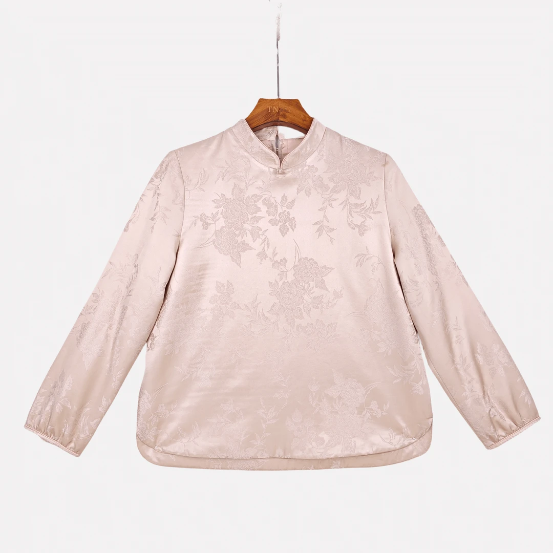 【清绫】桑蚕丝中国风气质复古休闲时尚长袖加厚衣女2416854