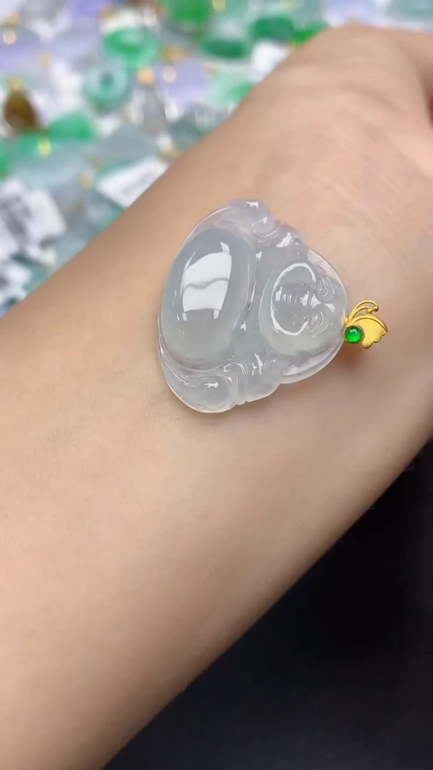 翡翠18K金镶嵌颈饰天然缅甸a货翡翠百元以上9元证书费自理