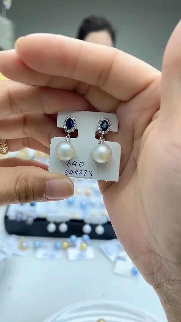 未镶嵌耳饰淡水珍珠白色系耳饰11mm