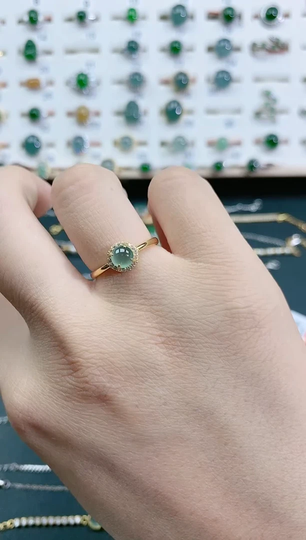 翡翠戒指银S925镶嵌天然翡翠