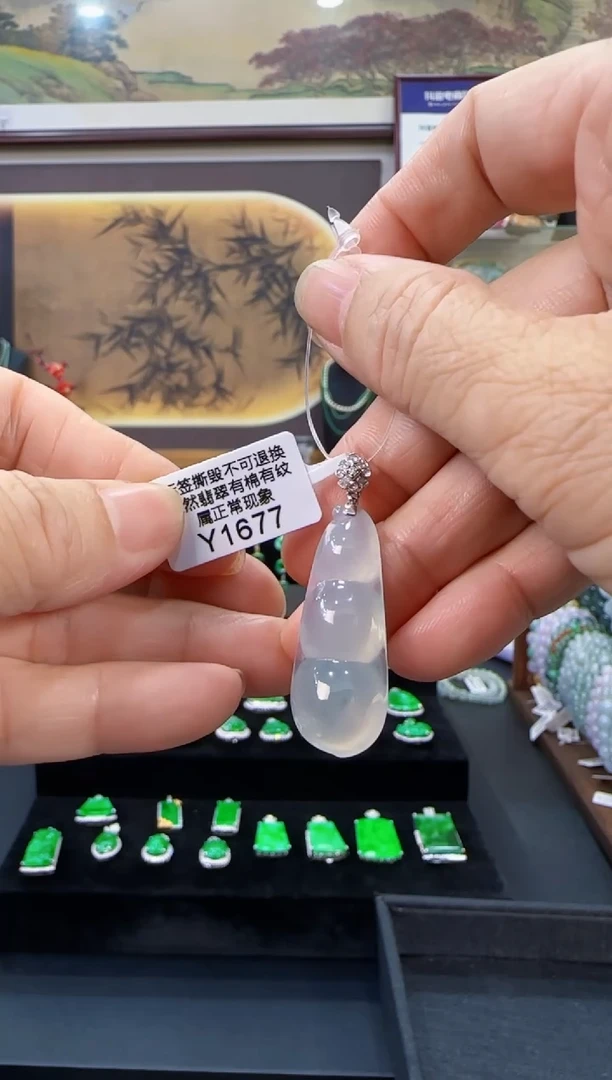 颈饰18K金镶嵌翡翠Y1677豆