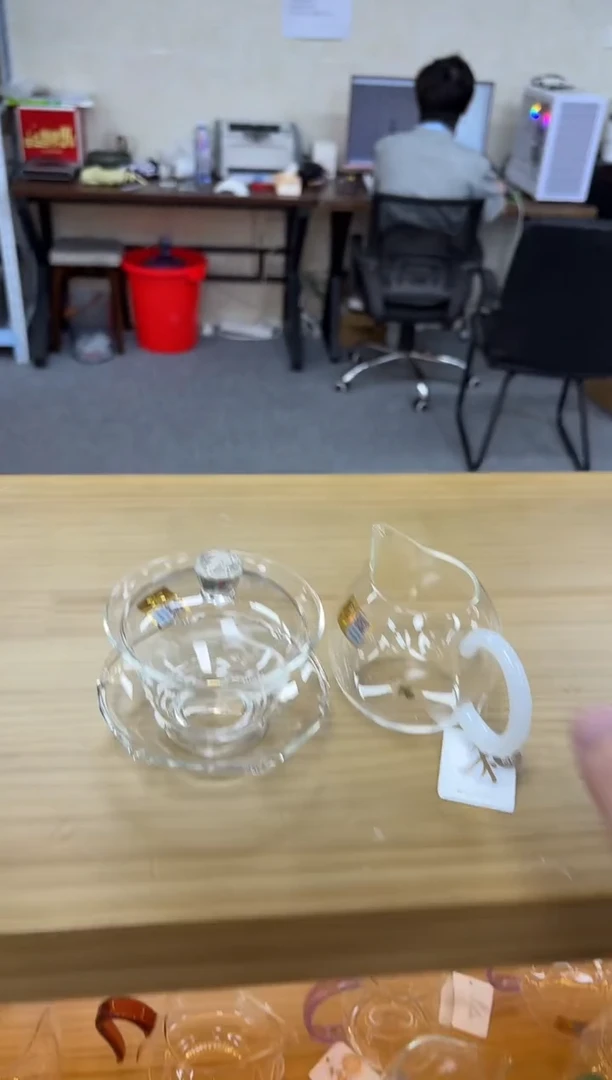 禾器荷叶盖碗透明色+禾器畅然茶海白玉