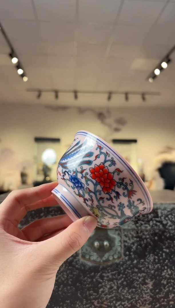 碗陶瓷红稀4英寸斗彩龙凤呈祥碗+礼盒