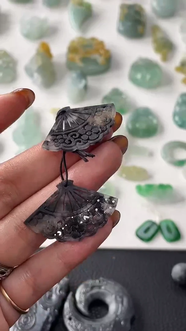 【闪购商品】定制翡翠未镶嵌墨画扇680+68