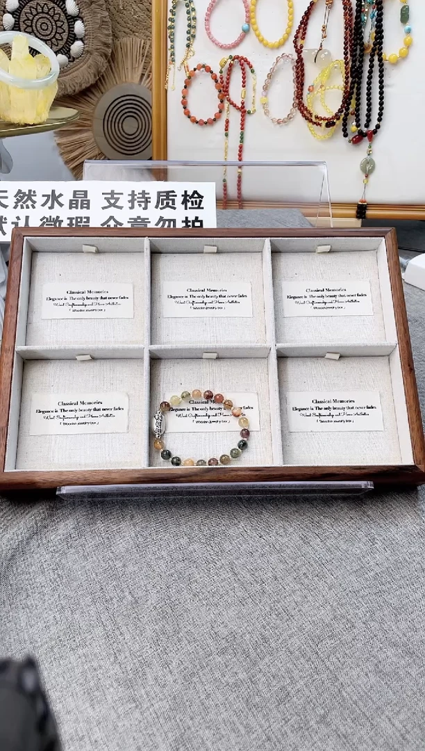 足银镶嵌手串发晶彩发晶手串