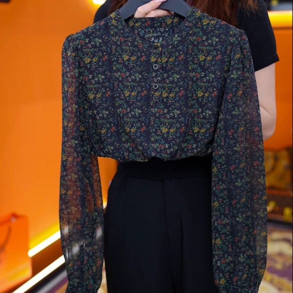FZ230沧海一粟精致圆领2025新款时髦小衫打底洋气衣服衬衫上衣女