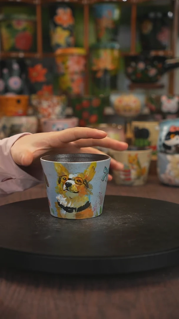 紫砂油画手绘釉下彩