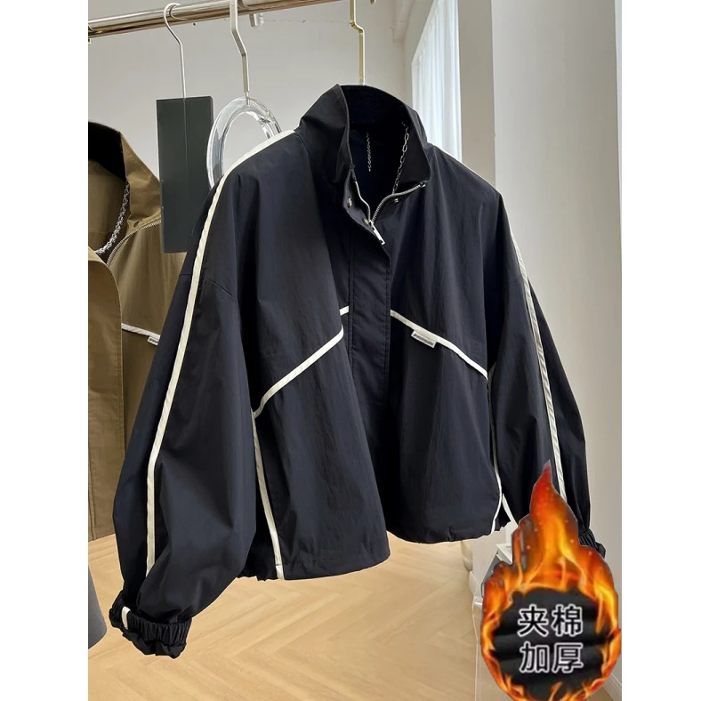 设计感洋气别致夹克立领短款外套秋季冲锋衣小个子休闲百搭宽松