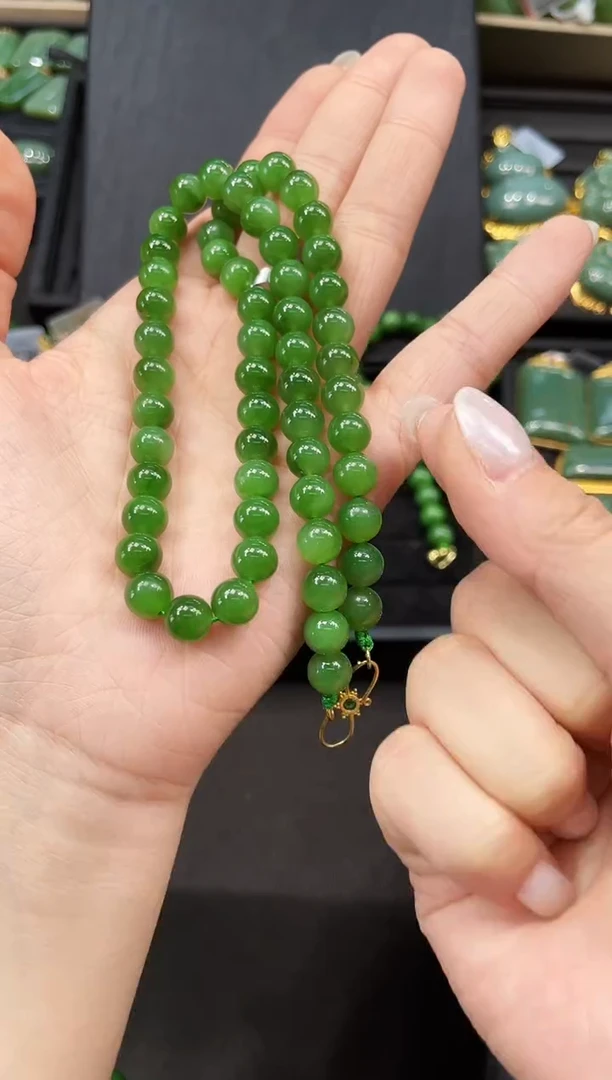 【闪购商品】和田玉项链18K金镶嵌8MM 多样性发一Z