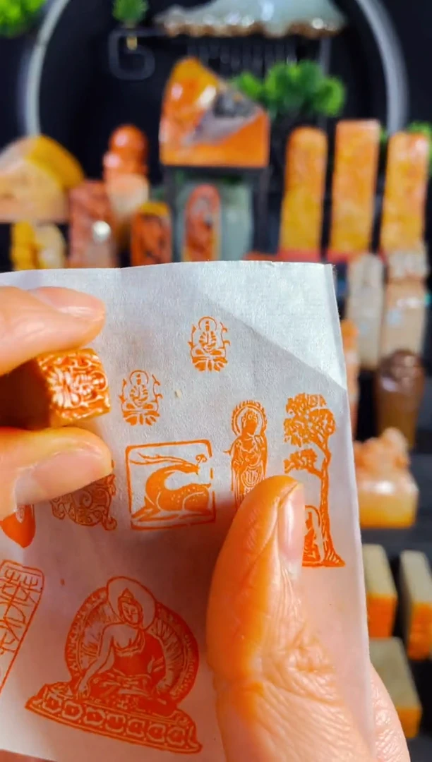 【闪购商品】老挝石印石手工篆刻《小佛造像》1.0木纹