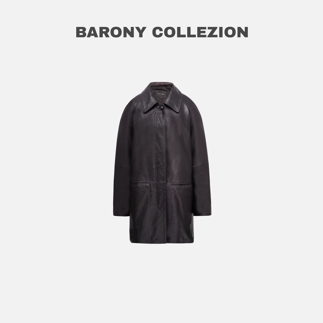 佰力郎86060-1【伦敦雨季】巴恩风百搭进口皮衣头层绵羊真皮女外套