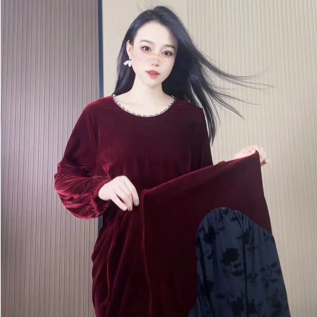 【爱菲雅】文文秋冬丝绒连衣裙216