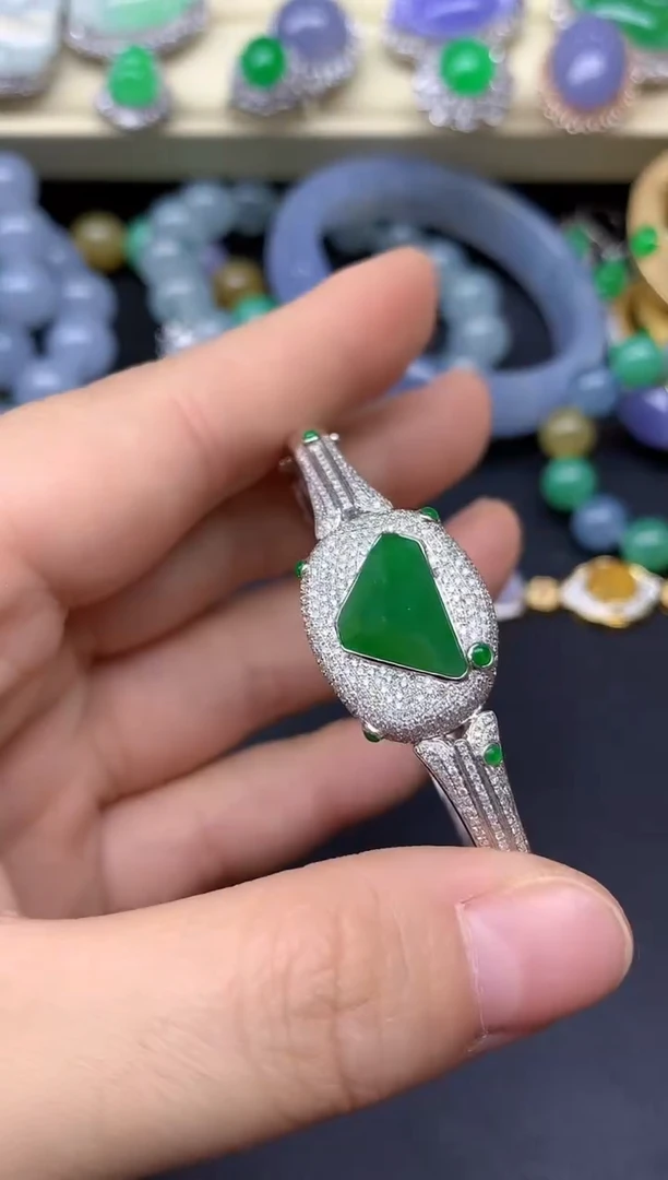 18K金镶嵌手镯翡翠437-雪姐翡翠天天见