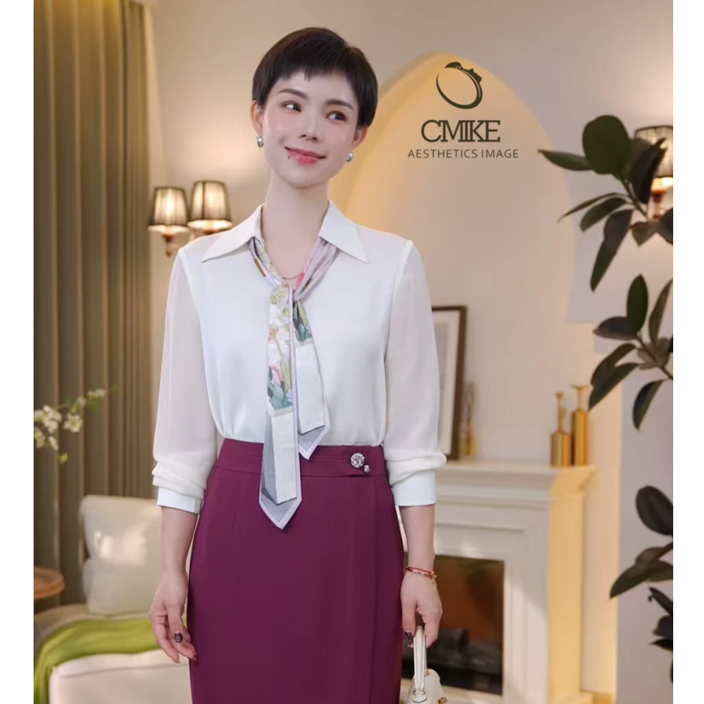 【蜜客原创】一枕秋岚  轻奢简约小众设计感丝巾衬衫2503C000435