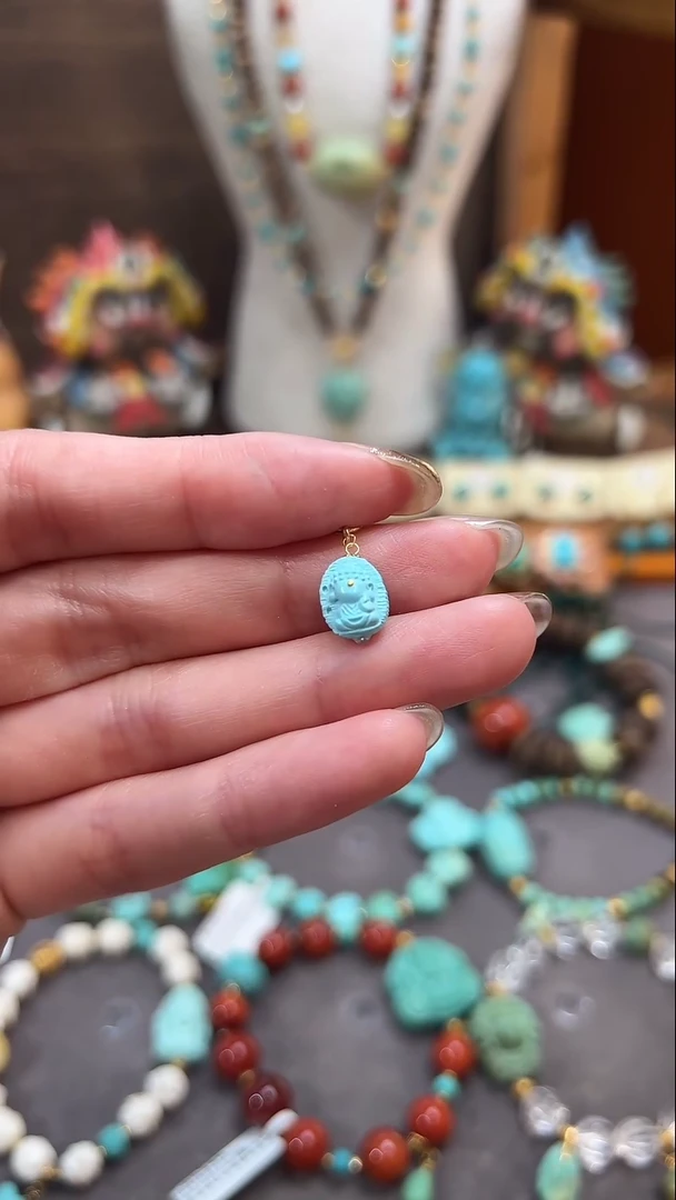 绿松石18K金镶嵌提溜绿松石提溜