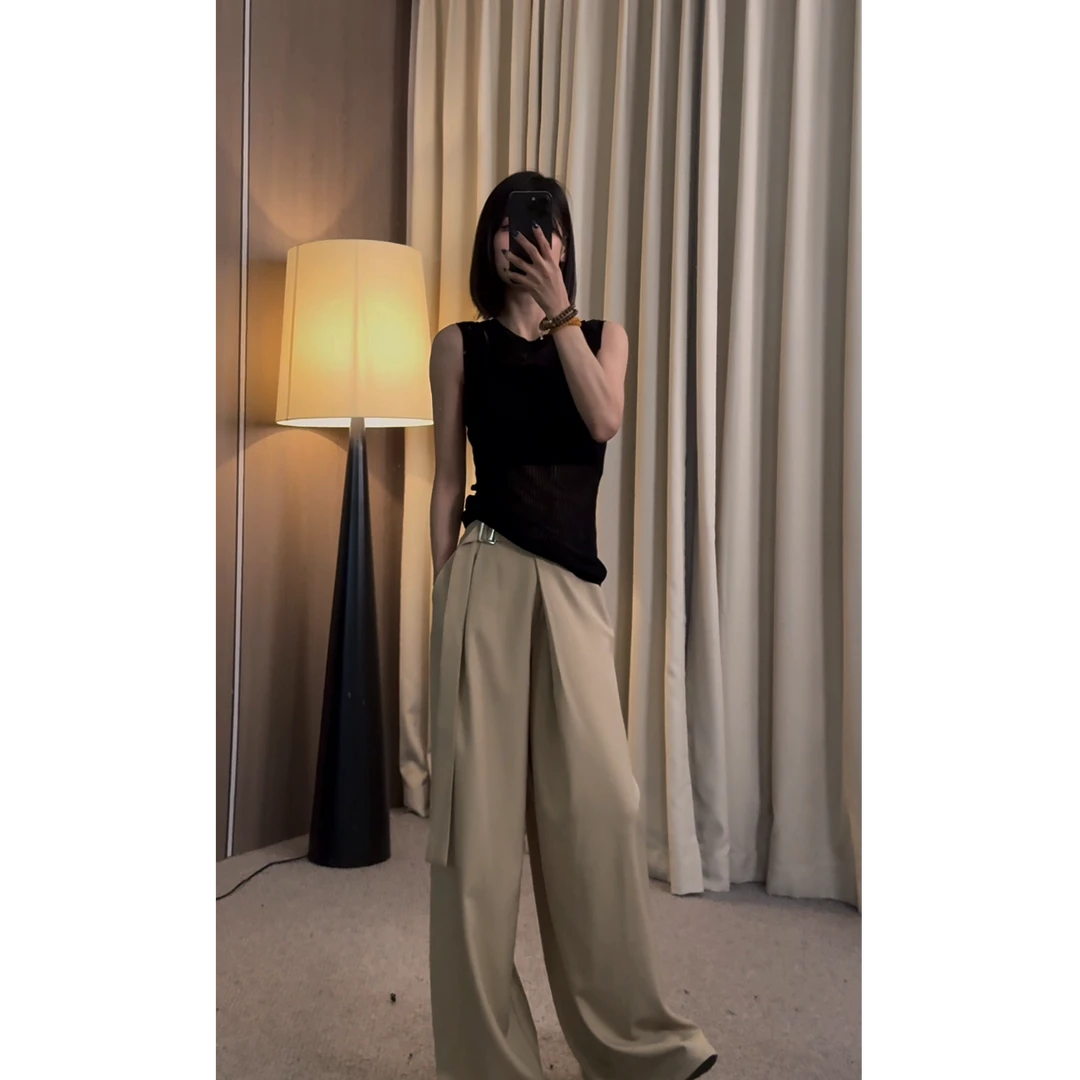 【ZZ严选】6020假两件镂空微透针织吊带背心女老钱气质修身上衣春夏