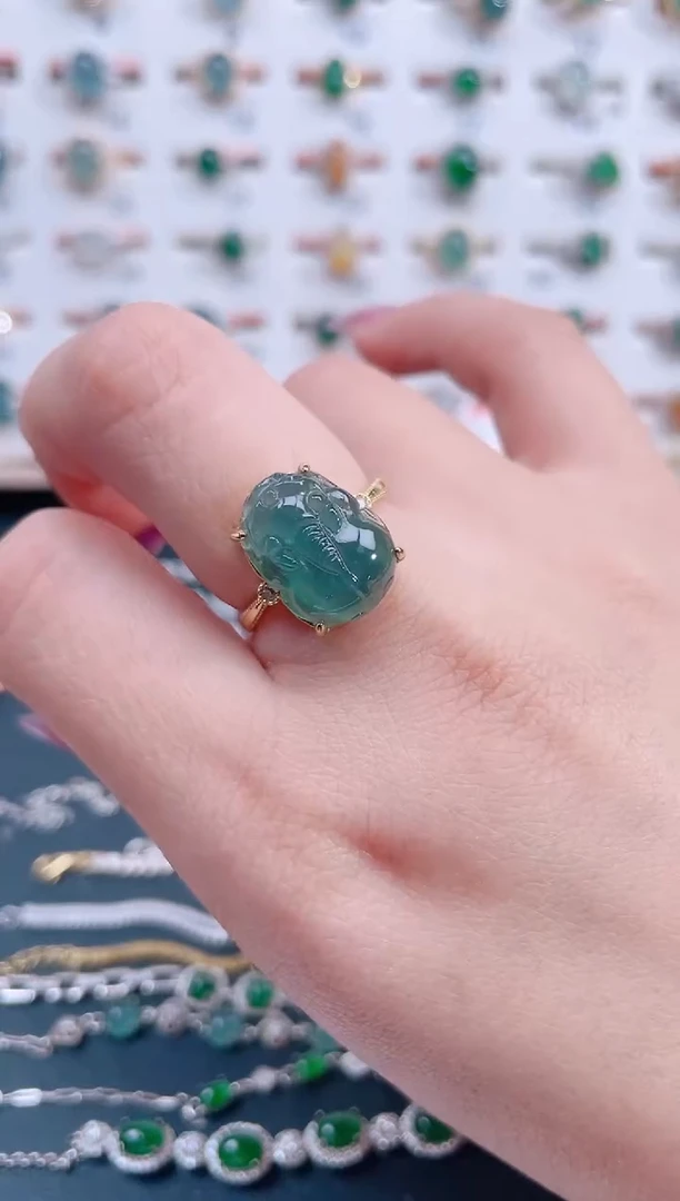 银S925镶嵌戒指翡翠天然翡翠