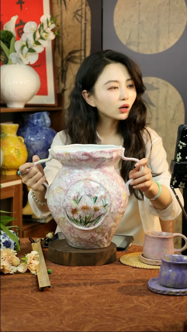 陶瓷风信紫系列纯手工花瓶
