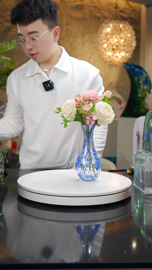 手工艺品琉璃蓝色斑点玉净瓶