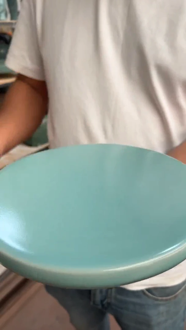瓷片仿古天青纯手圆盘微瑕
