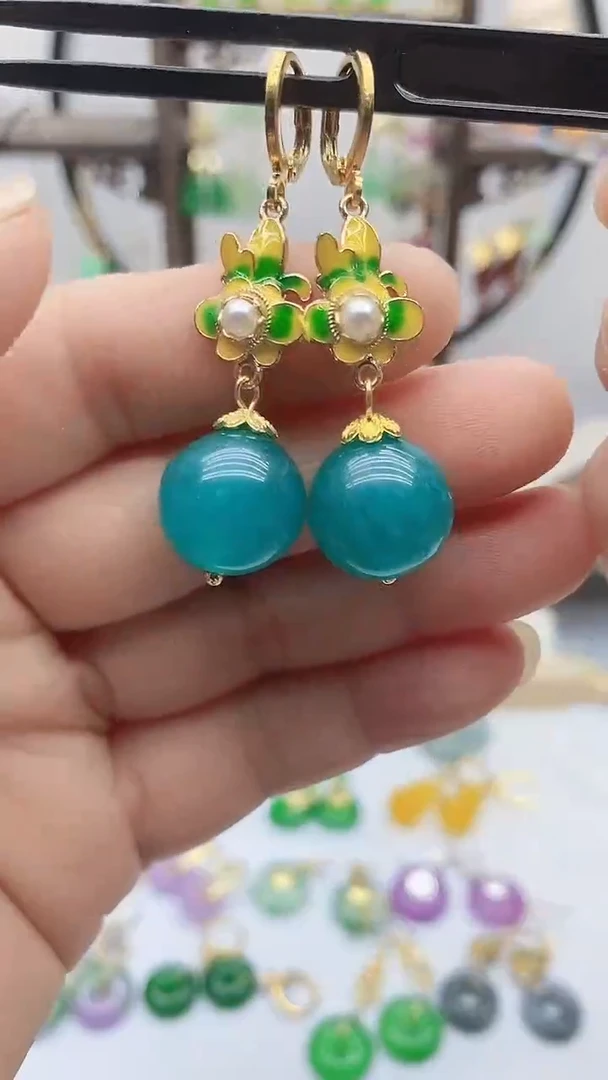 天河石耳饰14K金镶嵌138