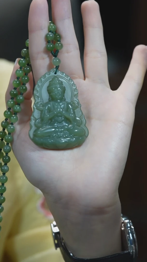 颈饰未镶嵌和田玉（碧玉）观音