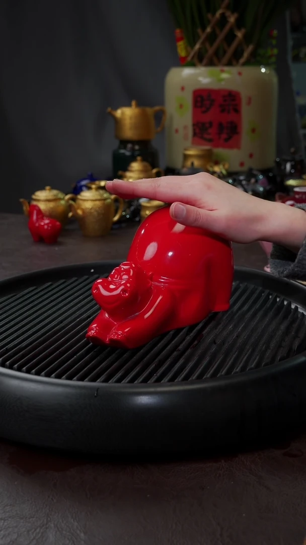 【闪购商品】杯【宜景窑中国红】河马