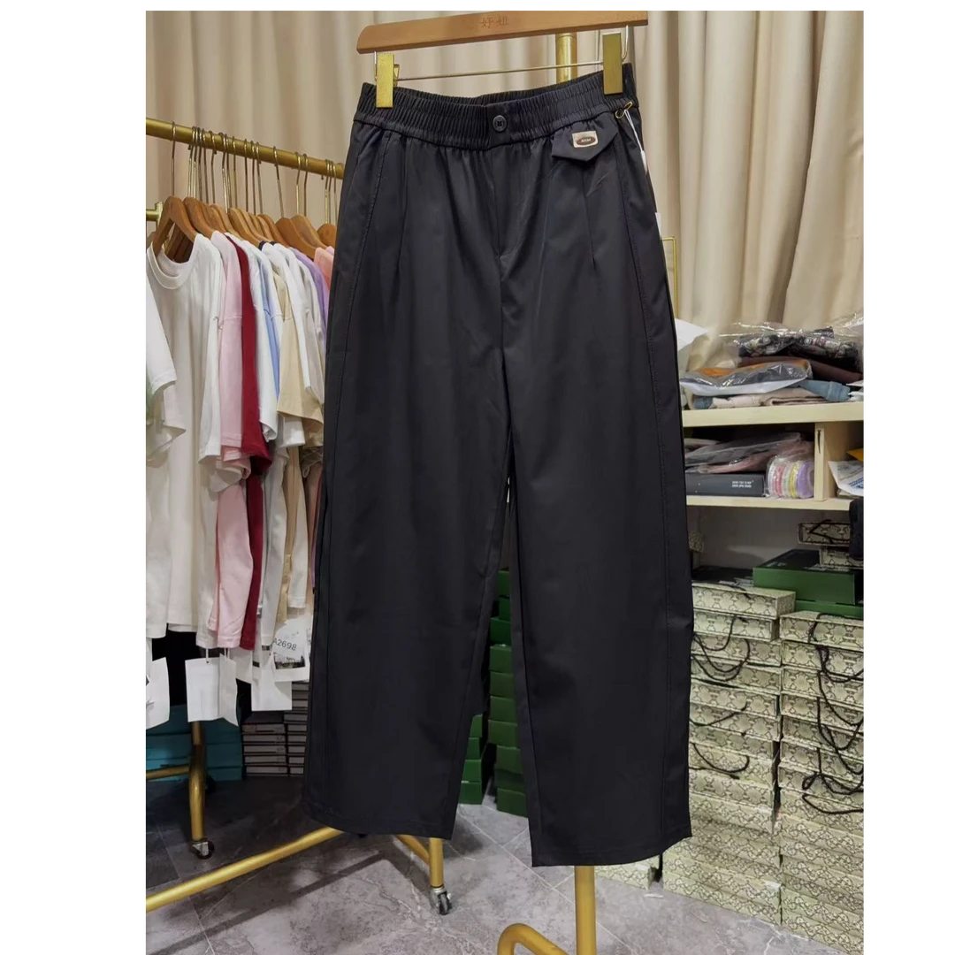K1008黑一粒扣松紧腰休闲裤25510