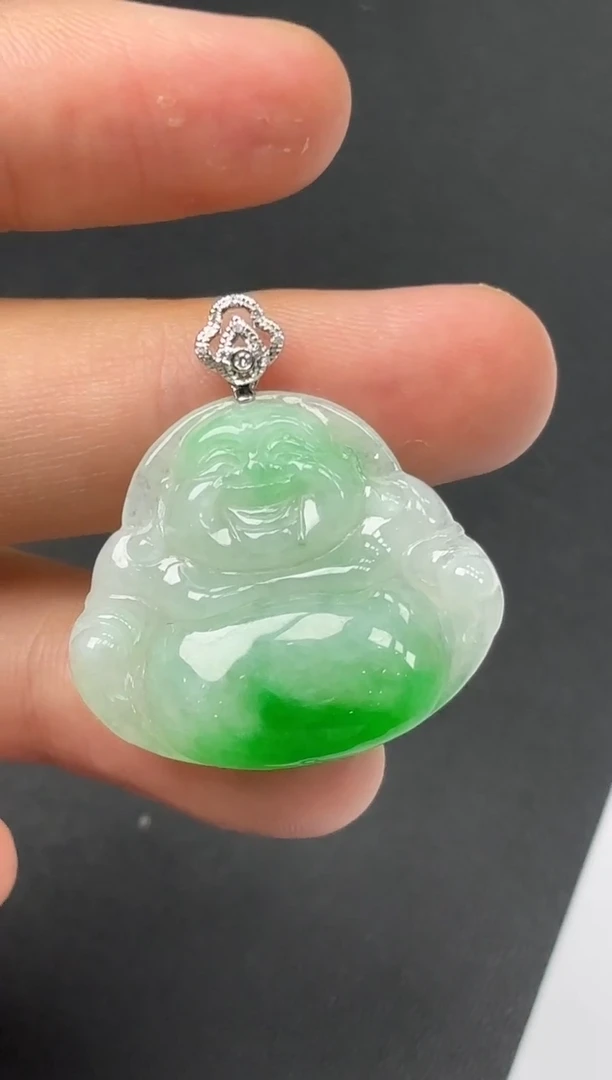 18K金镶嵌挂件翡翠佛公