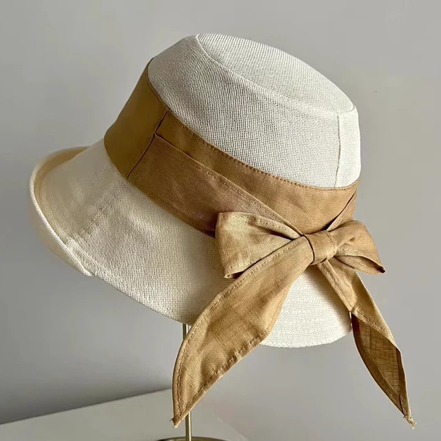 【5-29】卷檐休闲文艺蝴蝶结装饰圆顶渔夫帽CM46002