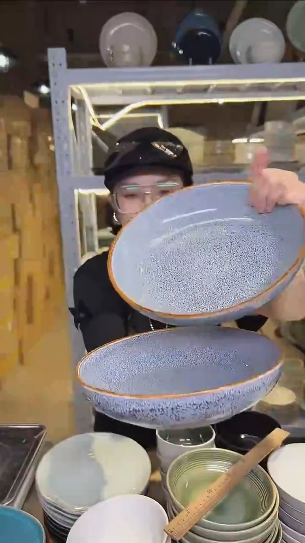瓷12外贸尾货高温釉下彩陶瓷餐具默认微瑕