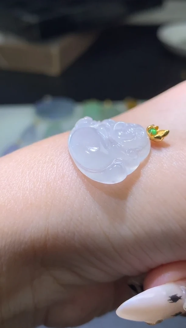 18K金镶嵌定制翡翠毛货  17.3-19.7-4.7