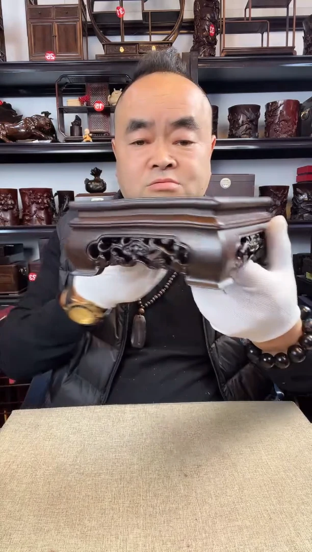 木老李红木工艺品灵芝正方