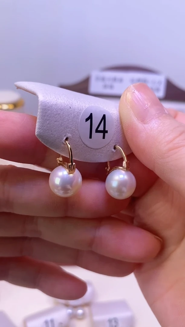 银S925镶嵌淡水珍珠耳饰茶壶耳扣金