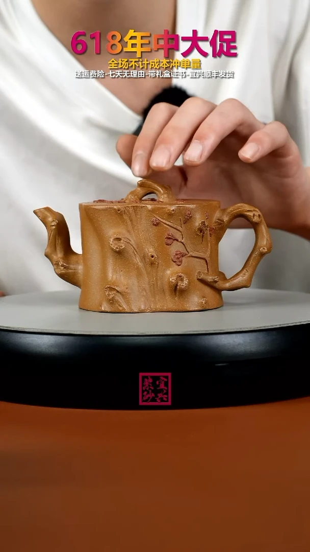 茶壶紫砂蒋静明老段泥梅花树桩220CC