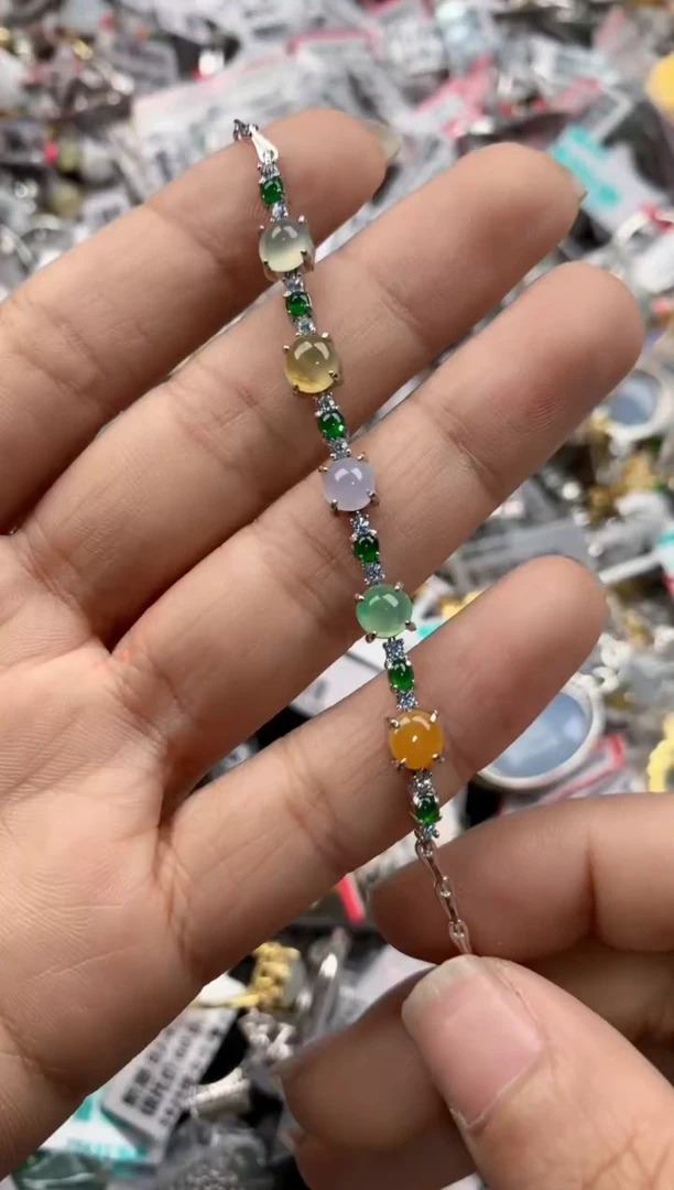 银S925镶嵌戒指翡翠444----4