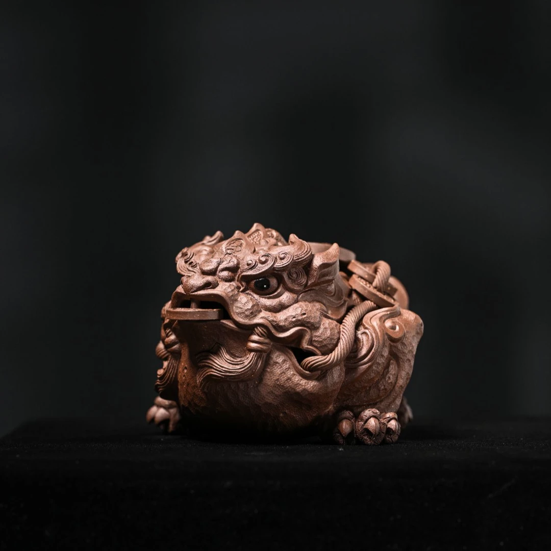 柏年溯艺【宁财蟾】吉柏年原创设计紫砂茶宠摆件金蟾题材茶盘可养