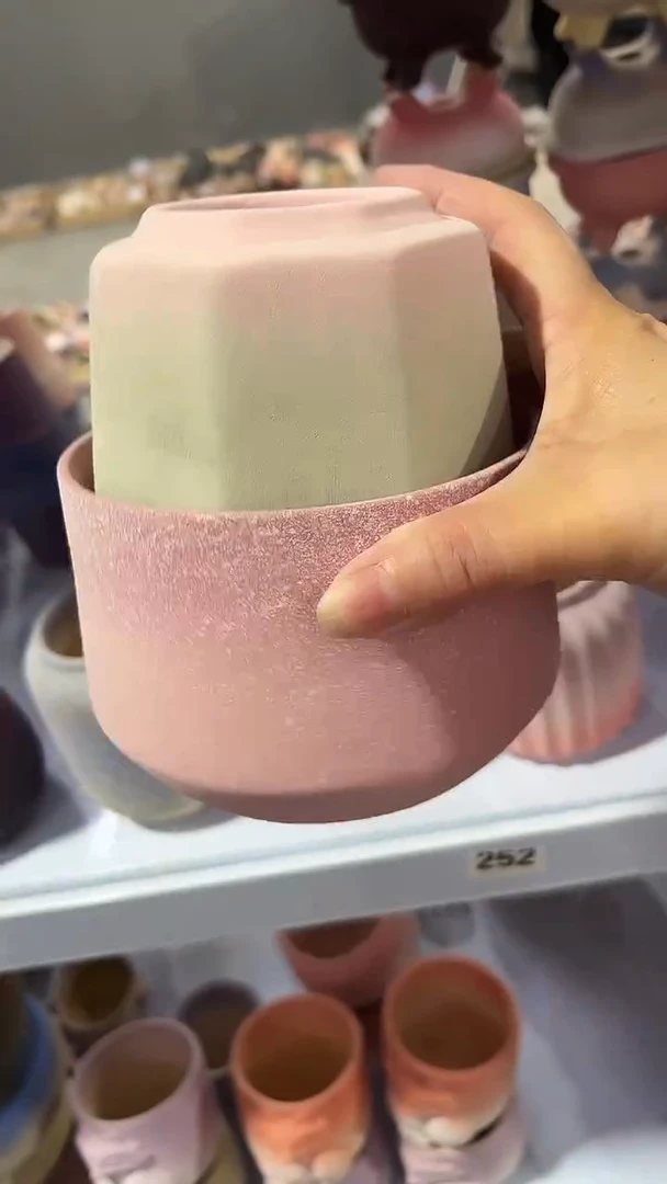 麦饭石粗陶多肉花盆两个