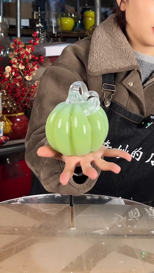 绿色琉璃小南瓜摆件