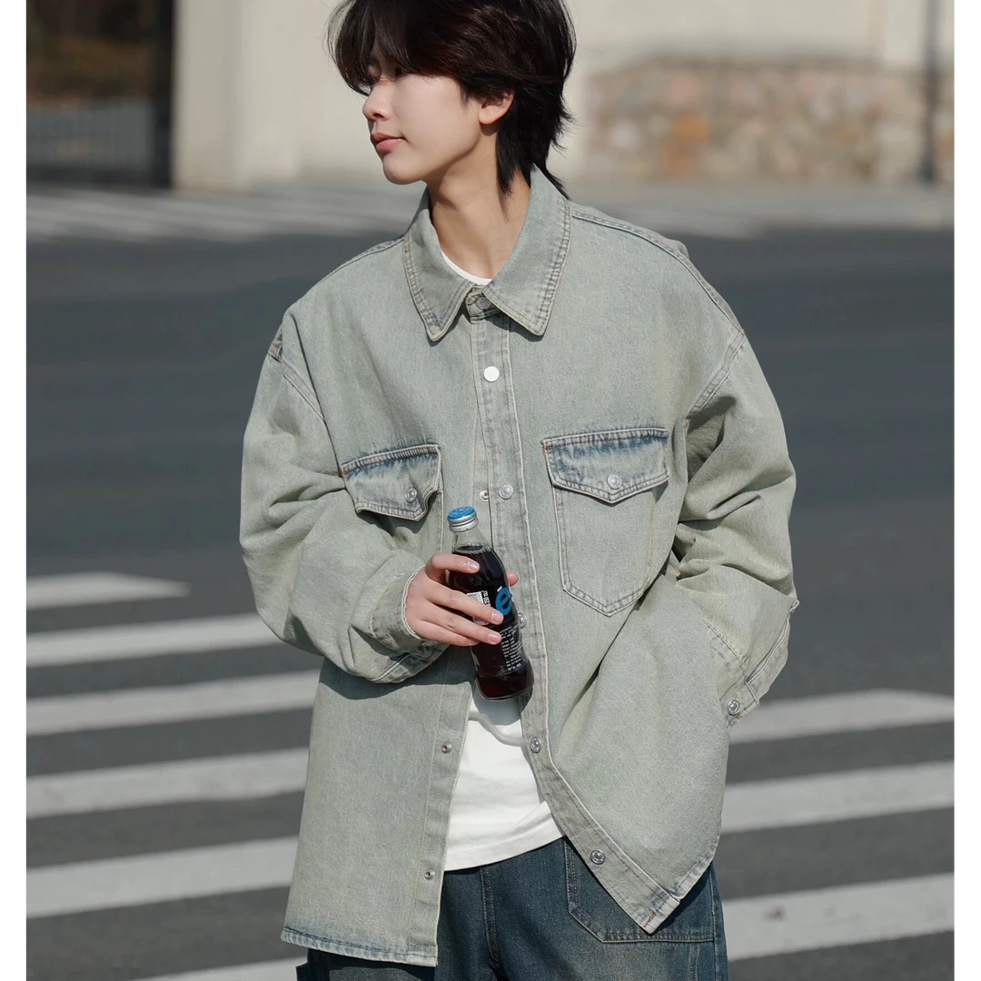 CS25牛仔衬衫  春季新款男女复古水洗做旧宽松休闲牛仔衬衫外套