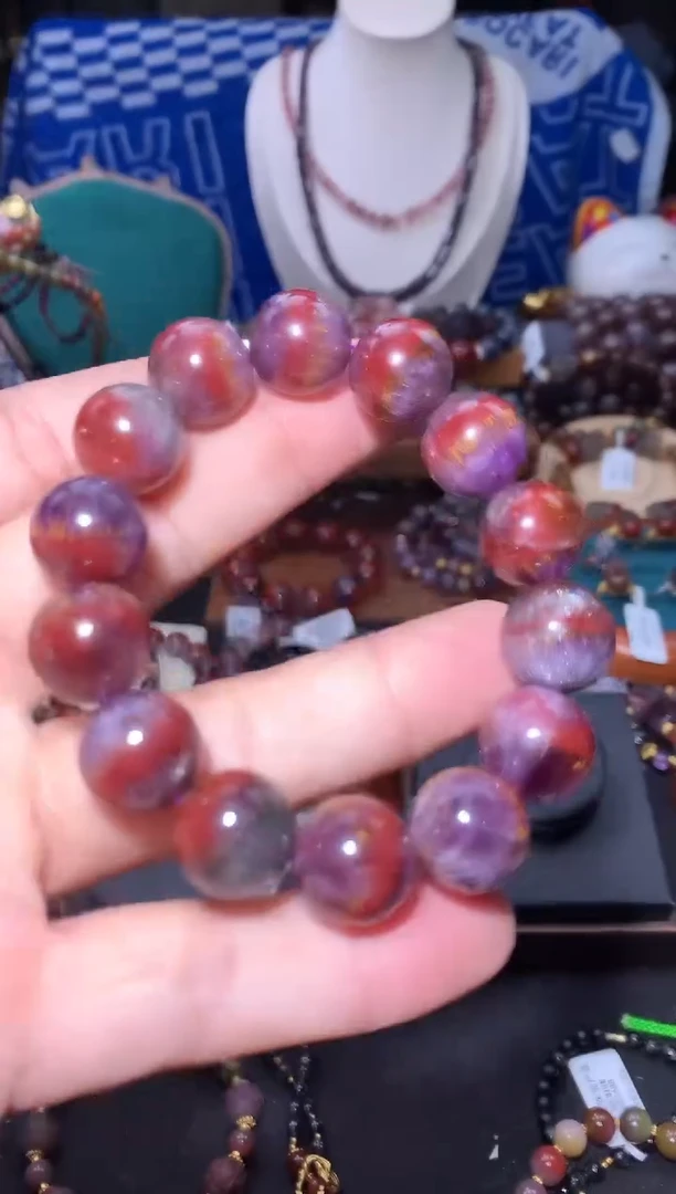 未镶嵌珠宝半成品水晶a****?极光四色圆珠手串