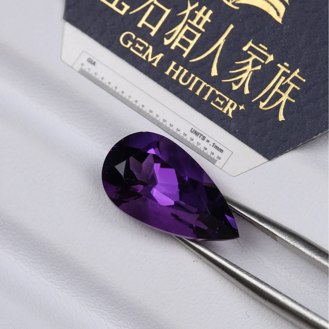 紫水晶裸石-水滴7ct